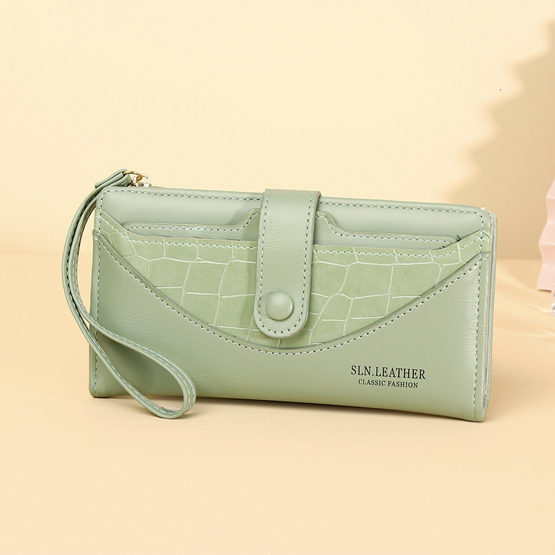 New Stone Pattern Fashion Long Women's Wallet Multi-Card Slot Zipper Personality Buckle High-End Coin Purse