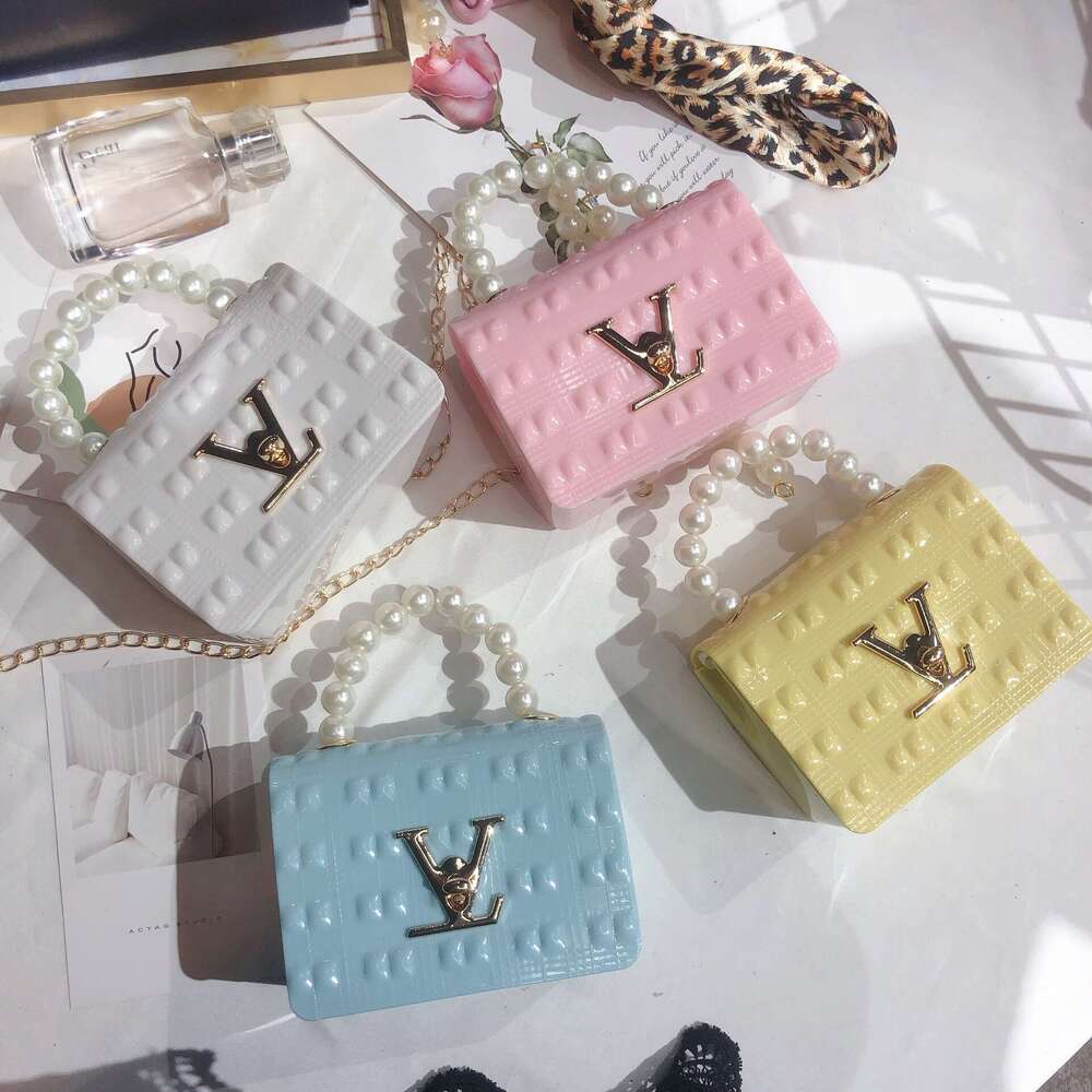 DHcollections 2025 New Pearl Handheld Mini Jelly Quilted Women's Candy Color Small Square Single Shoulder Crossbody Chain Bag