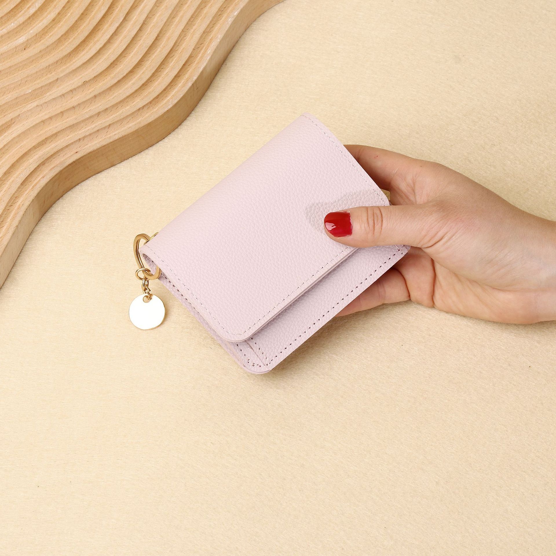 Women's New Solid Color Wallet Ins Short Simple Fashion Multi-Card Slot Card Holder Zipper Coin Purse
