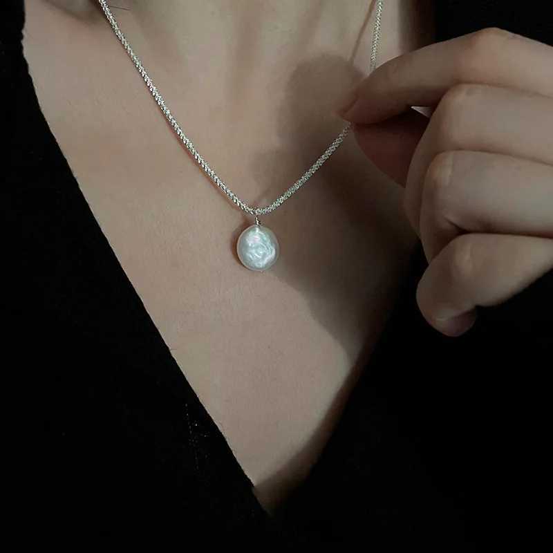 Titanium Steel Baroque Pearl Simple Elegant Thin Chain Pendant Necklace for Women Girl New Trendy Jewelry Wholesale Dropship Y250805
