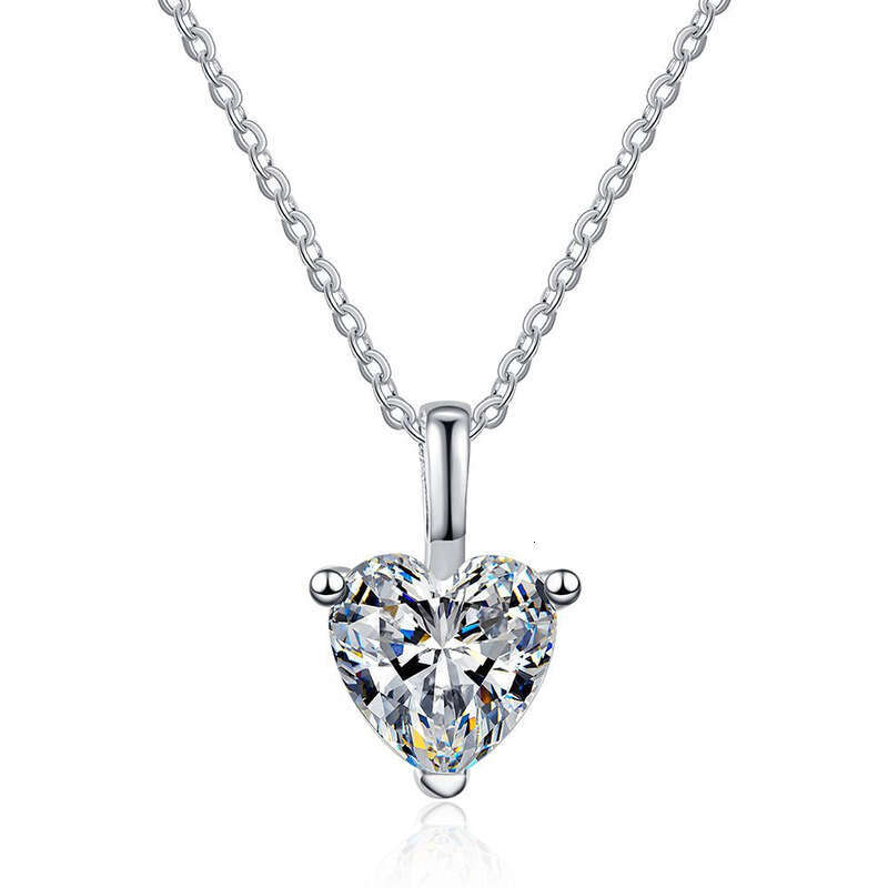 Iced Out VVS for Women Simple Elegant Irregular Heart Pendant 1 ct D Color Moissanite Necklace
