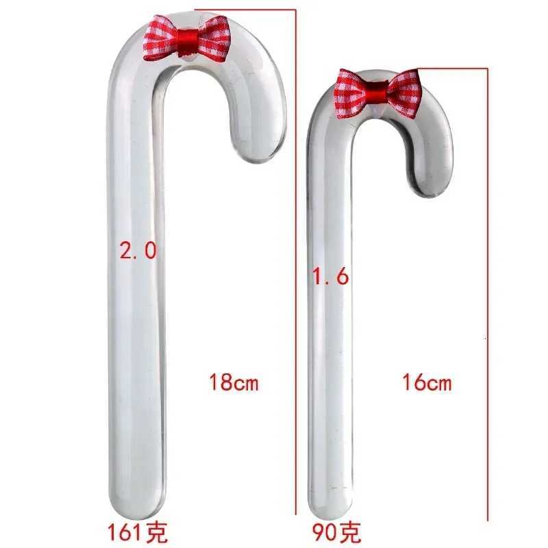 Glass Anal Butt Plug Christmas Gift G-spot Anal Masturbating Clear Sleek Candy Cane Dildo Christmas Decorations Erotic Toys XJ250806