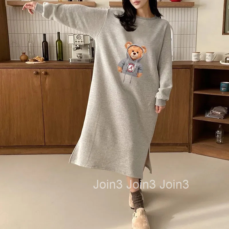 Korean Style Sweatshirt Dress Womens Autumn Winter New Casual Tweed Long Sleeve Slimming Base Layer Skirt