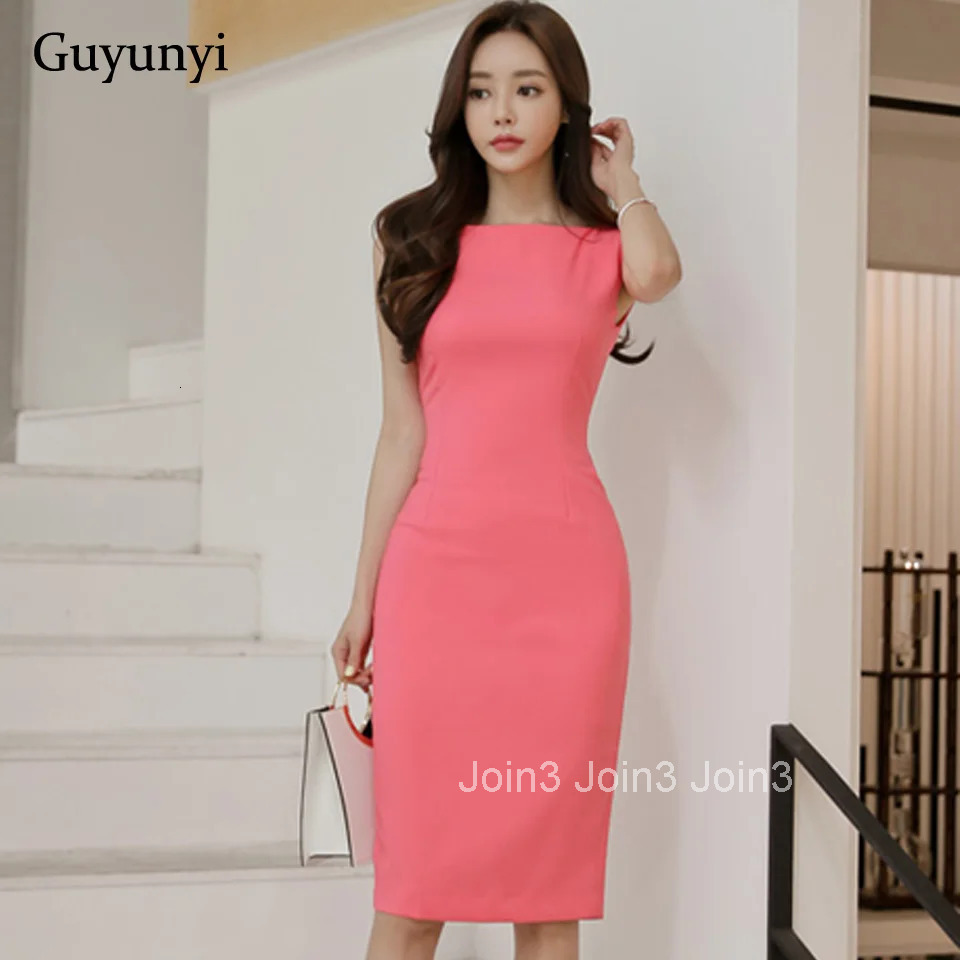 Minimalist Office Lady Dress Summer Plain Sleeveless High Waist Tight Dress Temperament Elegant Party Womens Dresses