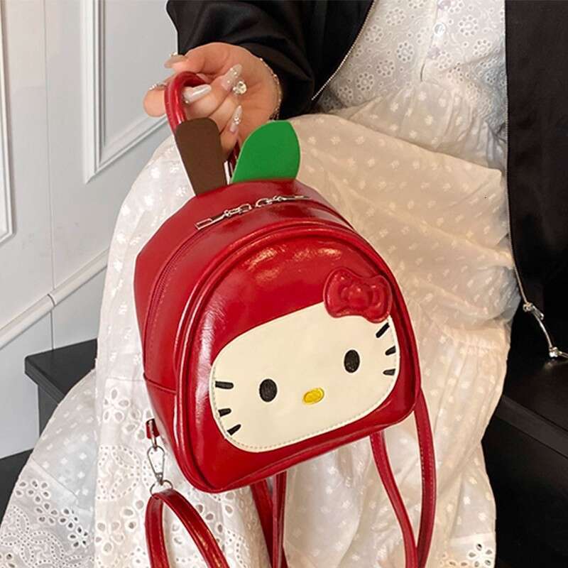 Red Apple Handbag Children's Creative Fun Cute Little Cat Girl Stylish Dopamine Backpack