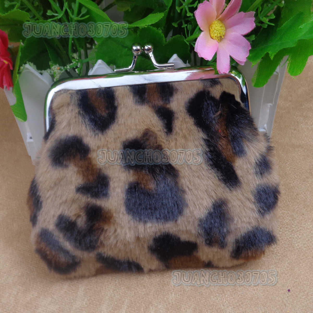 New Leopard Print Plush Clip Coin Purse Blanket Fabric Bank Card Coin Fashion Bag H250806