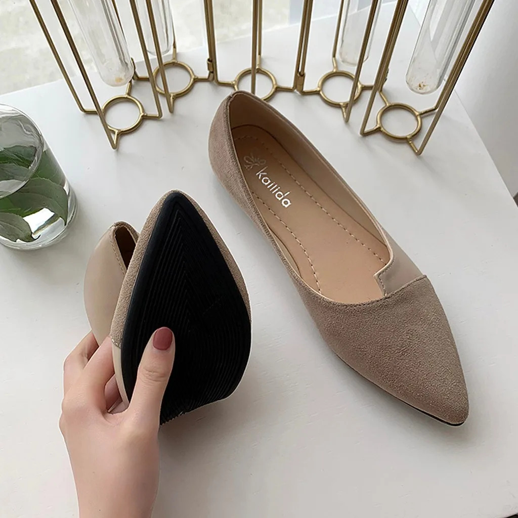 Pointed Toe Flat Shoes Women Solid Patchwork Slip On Shoes Casual Breathable Ballet Flats Daily All-Match Comfort Loafers Shoes 250731