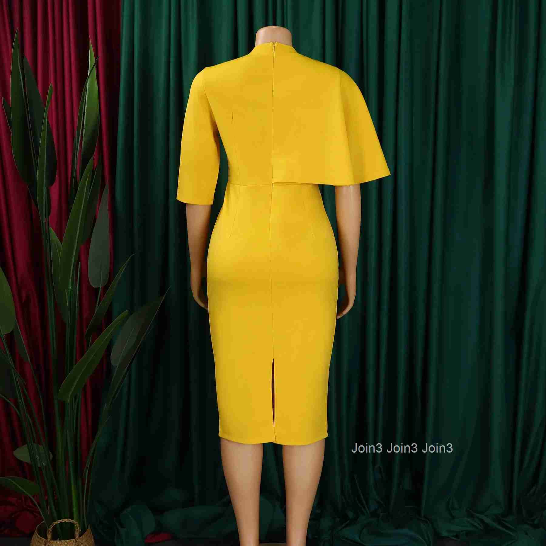 Elegant Office Dress for Women Professional V Neck Half Sleeve Solid Package Hips Mid Calf Formal Female Business Work Wear Robe