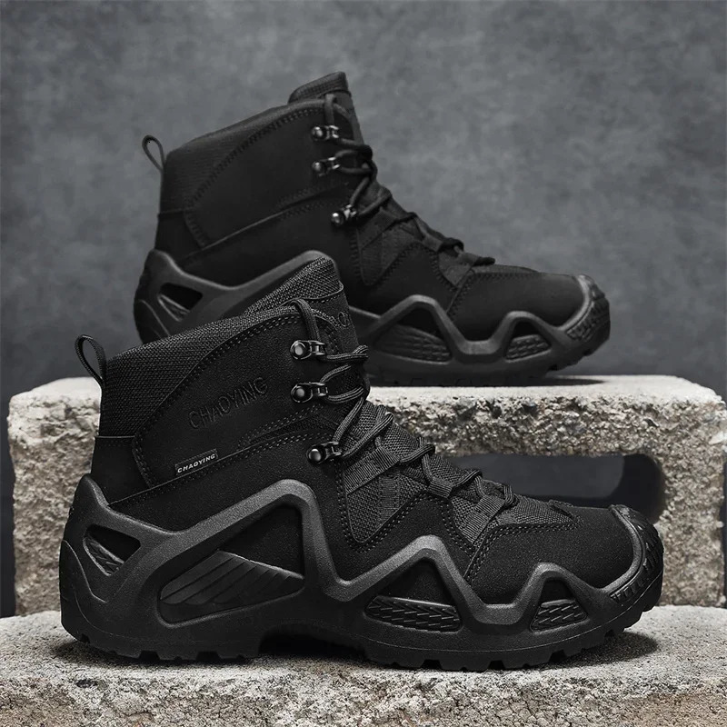 Men Tactical Boots with Straps for Combat Training Waterproof Straps Outdoor Hiking Breathable Shoes Multifunctional Motorcycle 250731