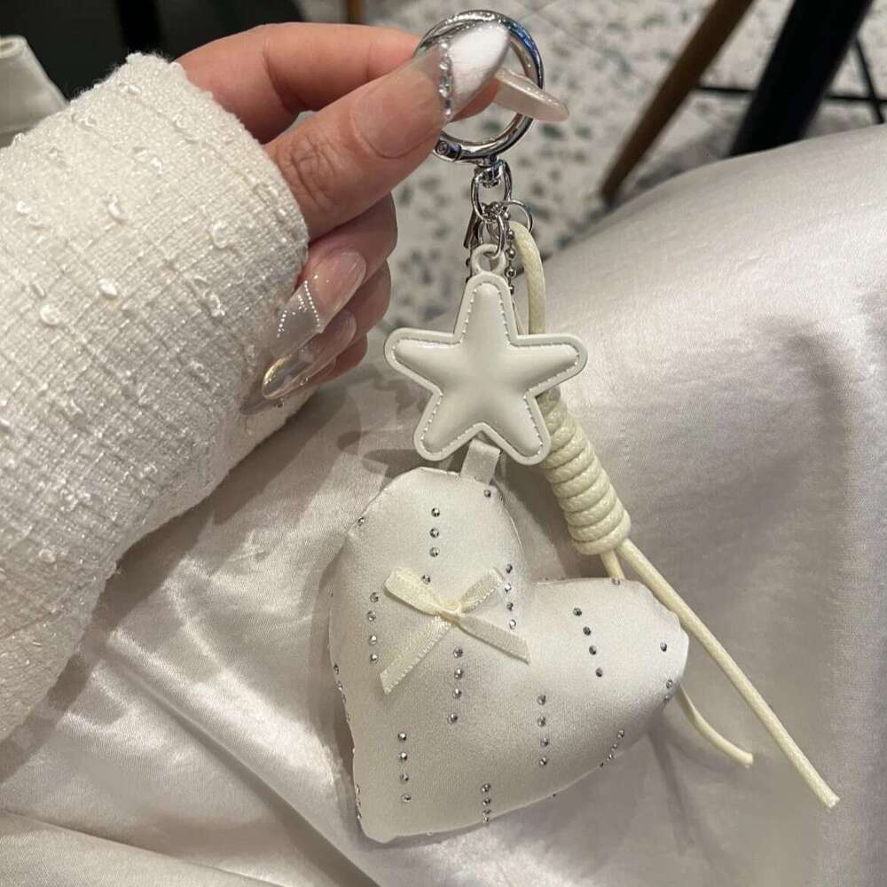 DHpet_wholesale Kawaii Bow & Heart Phone Charm - Cute Korean Style Acetate Keychain for Girls, Bag Accessory (28g) in Pink/Grey/Cream