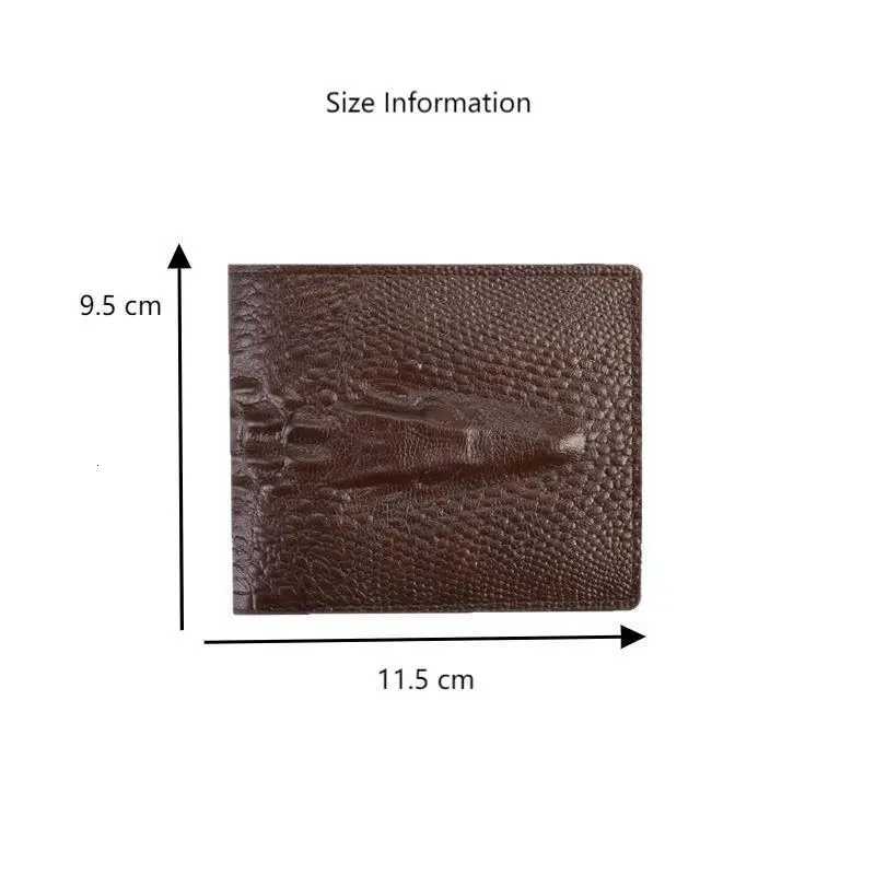 GOYN Leather Slim Minimalist Bifold Front Pocket Wallet for Men Bifold Short Crocodile Pattern Business Cardholder WalletXJ250806