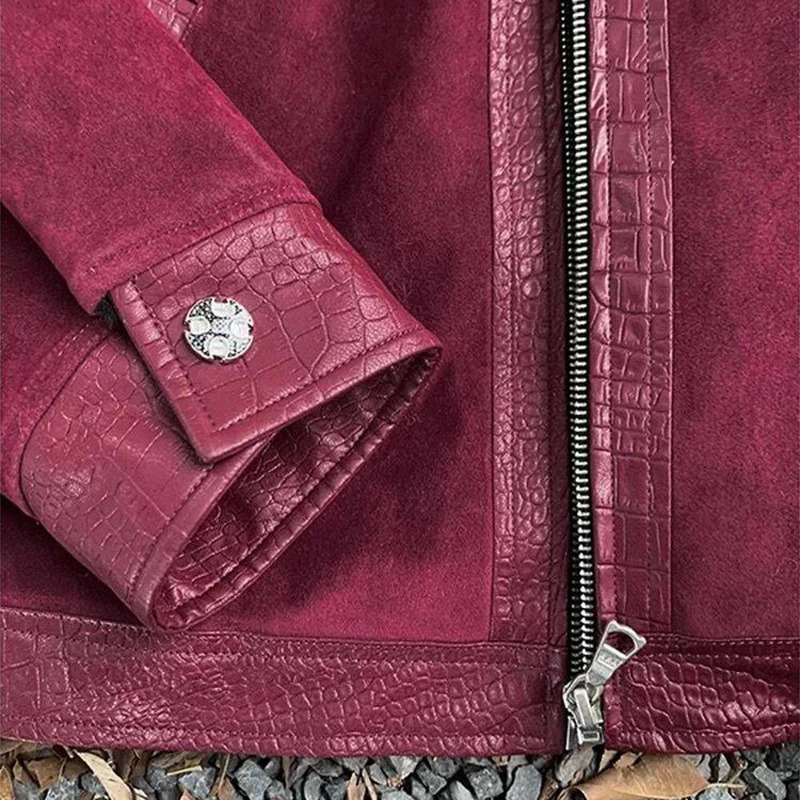 FEWQ High Street Mens Coats Turn-down Collar PU Leather Patchwork Metal Rivets Zipper Solid Color Casual Male Jackets 24K3450 250806