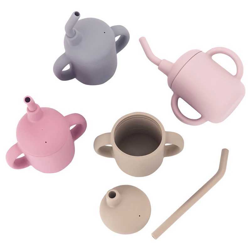 Portable Baby Feeding Cups Kids Learning Drinkware Liquid Feed Silicone Sippy Cups Leakproof Mug Toddlers Straw Water Bottle X250806