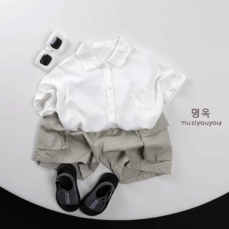 2025 Summer New Children Short Sleeve Shirts Thin Cotton Boys White Shirts Solid Baby Girl Casual T Shirts Kids Clothes X250806