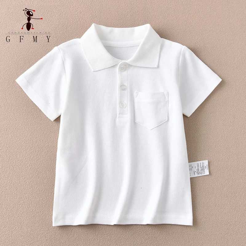 Childrens Short-Sleeve Polo Shirts Boys and Girls 2025 Summer T-Shirts 100% Cotton White School Tops 2T-16T Performance Costume X250806