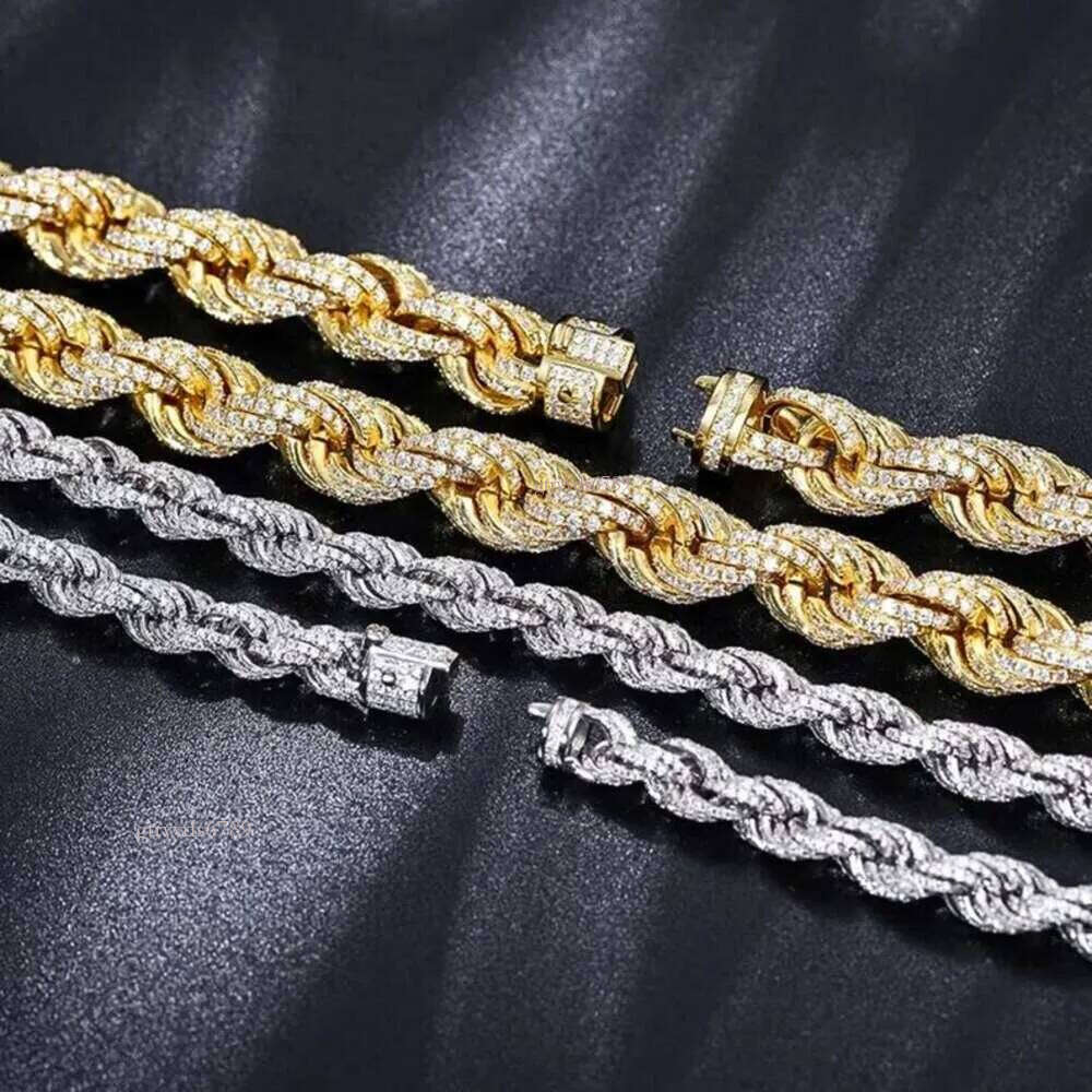 Hip-hop rapper Chain10mm Moissanite Dia Twist Rope Chain Sterling Sier Hiphop Iced Out Bling Rappers