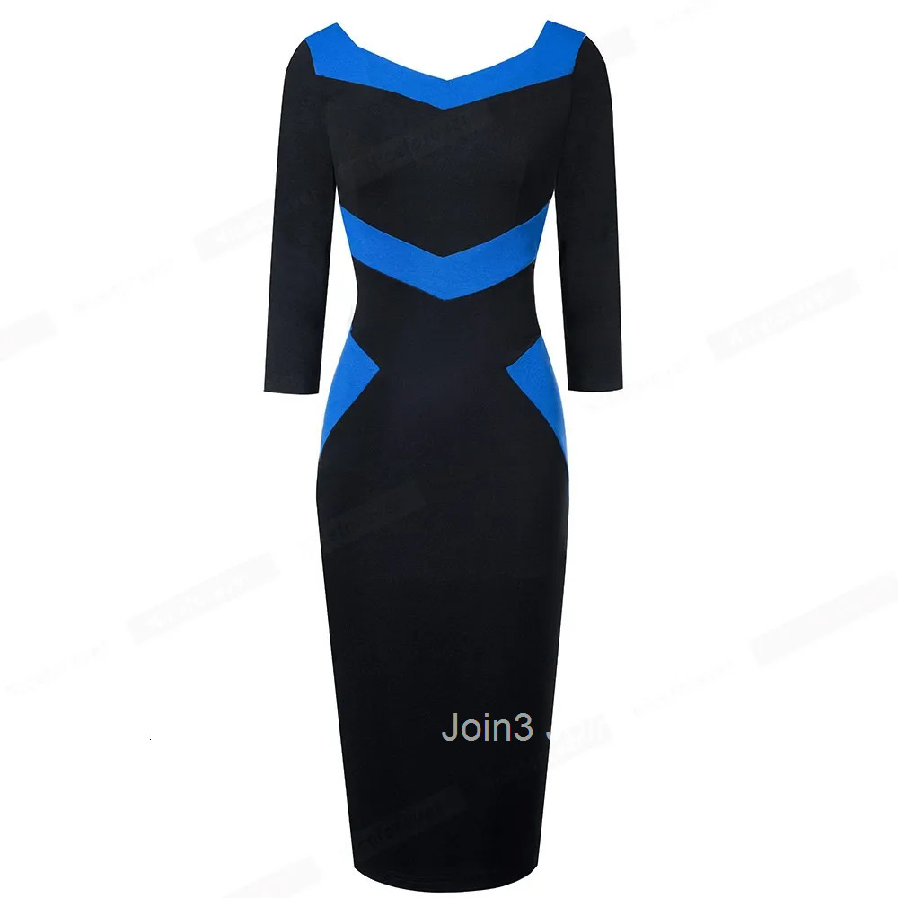Nice-forever Elegant Patchwork Wear to Work Office vestidos Business Bodycon Sheath Slim Women Dress btyB411