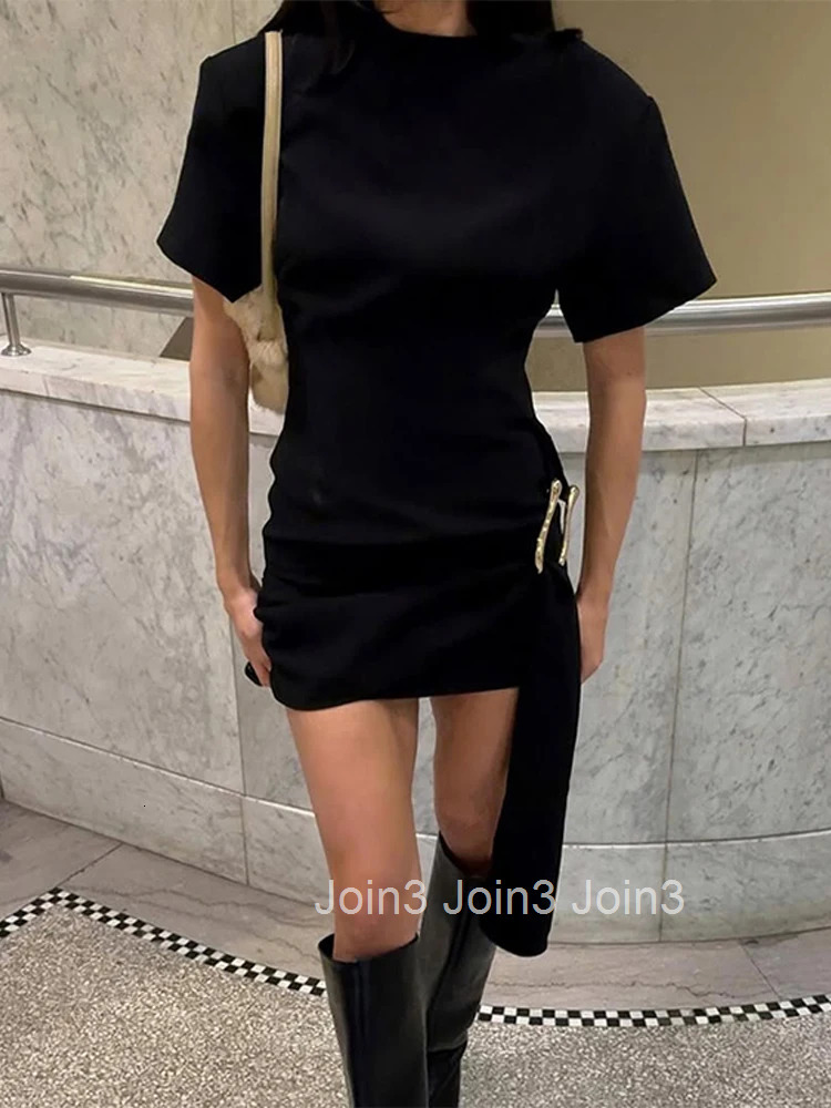 Elegant Mini Dress Woman Ribbons Slim O-neck Short Sleeve Above Knee Dresses Female Spring Summer Party Robe Lady High Street