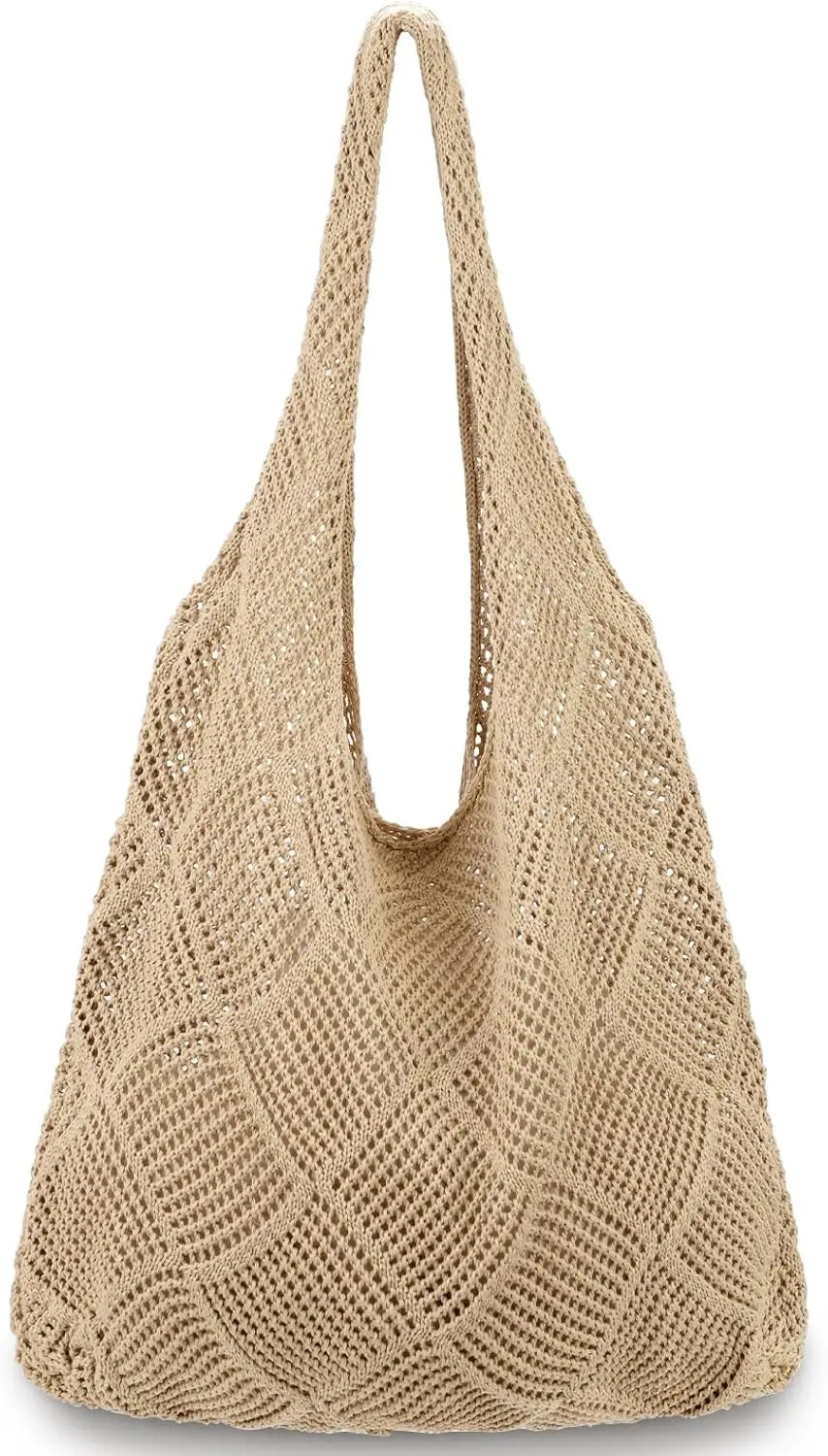 WomenS Crochet Foldable Woven Bag Summer Beach Handbag Beautiful Hippie Knitted Bag Hollowed Out Retro Shoulder Bag 250804
