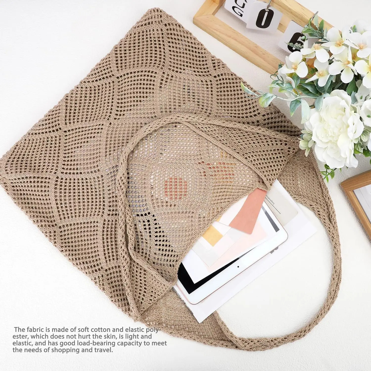 WomenS Crochet Foldable Woven Bag Summer Beach Handbag Beautiful Hippie Knitted Bag Hollowed Out Retro Shoulder Bag 250804
