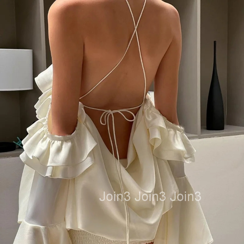 WhereMery French Elegance Off Shoulder Dresses New Lotus Leaf Edge Flared Sleeve Dress Sexy Evening Club Party Vestidos Y2K