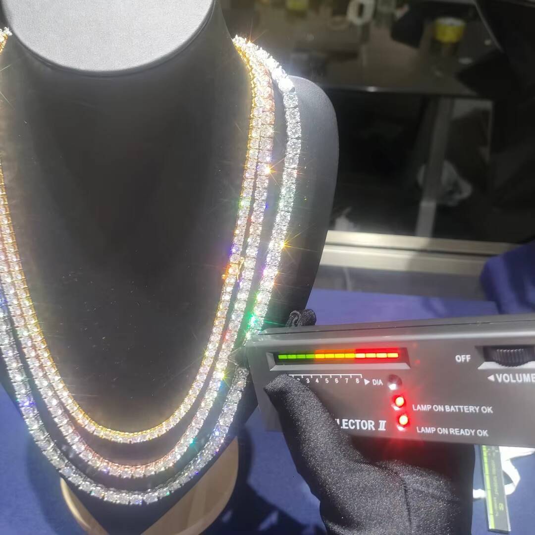 Hot Sale Factory Jewelry Rhodium 3mm Moissanite Tennis Chain 925 Sterling Silver Bling Pass Diamond Tester Hip Hop Style Gift