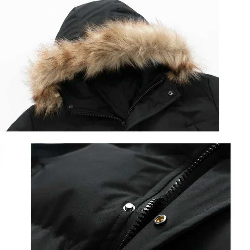 Winter Fur Collar Hooded Jacket Mens Brand Long Thick Warm Down Cotton Padded Coat Couples Casual Large Pocket Windbreak Parka W250806