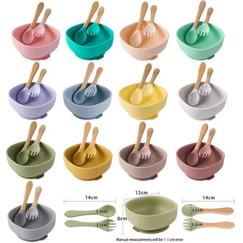 Food Grade Silicone Baby Feeding Plate Tableware Spoon Waterproof Suction Square Bowl Kids Non-slip Suction Childrens Products X250806