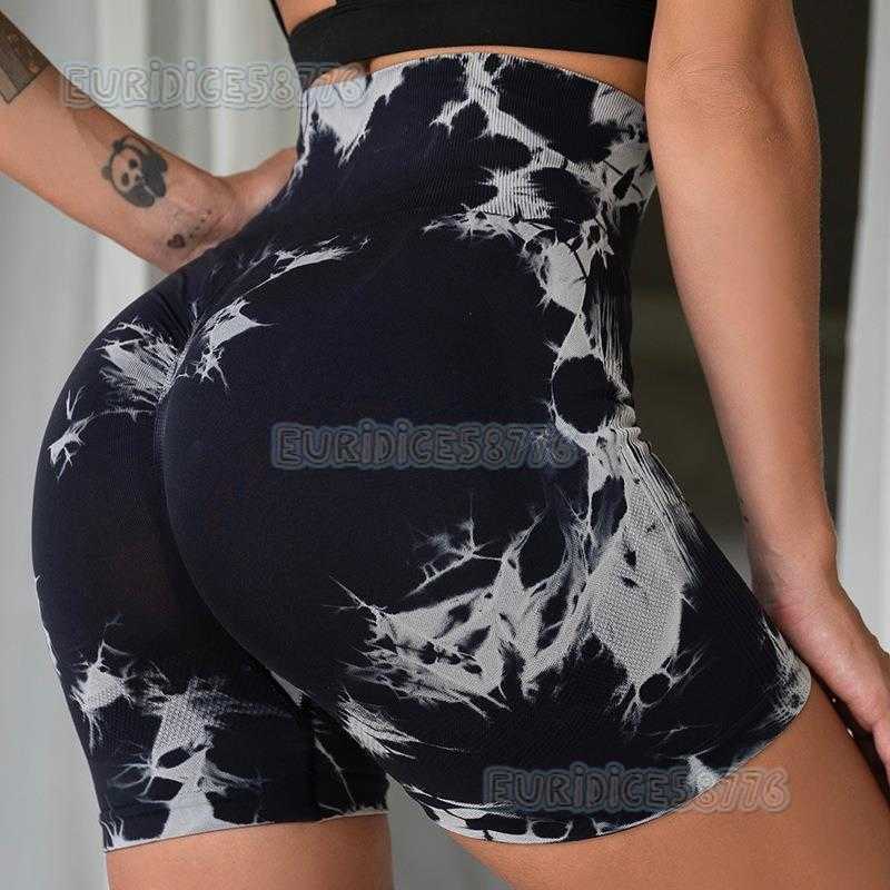 Honey Peach Hip Lifting Pants High Waist Tight Neck Tight Yoga Fitness Pants Seamless Tie Dye Tie Bleaching Sports Tights H250806