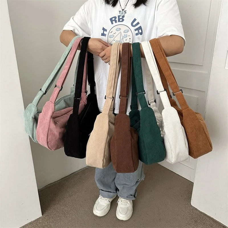 Corduroy Crossbody Bags for Women Ladies Large Capacity Shoulder Bag Fashion Purse and Handbags Solid Color Women Messenger Bag 250731