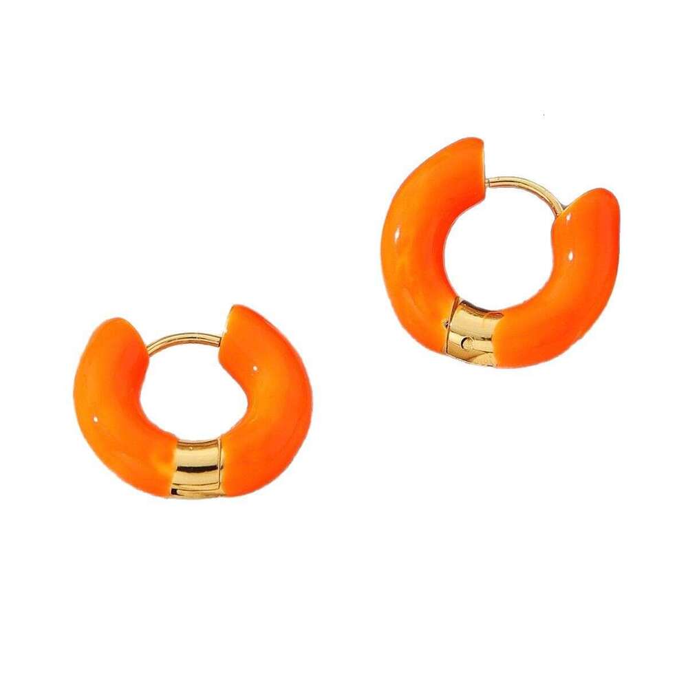 Hot Selling Multi-color Oil Drop Circle Stainless Steel Non-fading Earrings Hoop