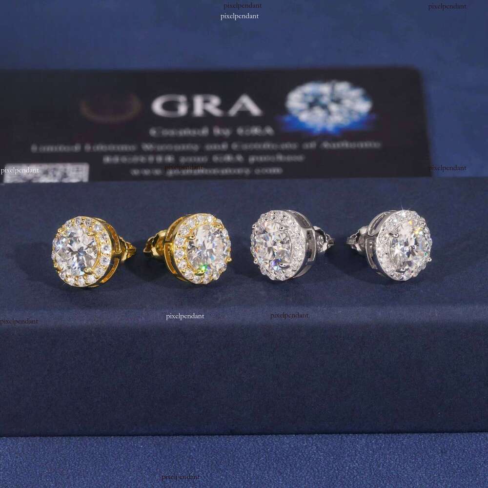 Ready to Ship Pass Tester Iced Out Boutique Hip Hop Jewelry Screw Back S VVS Moissanite Stud Women Earrings