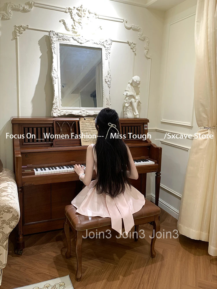 Summer New Elegant Evening Party Mini Dresses Women Vintage Sleeveless Y2K Mini Birthday Dress Casual Korean A-line Vestidos