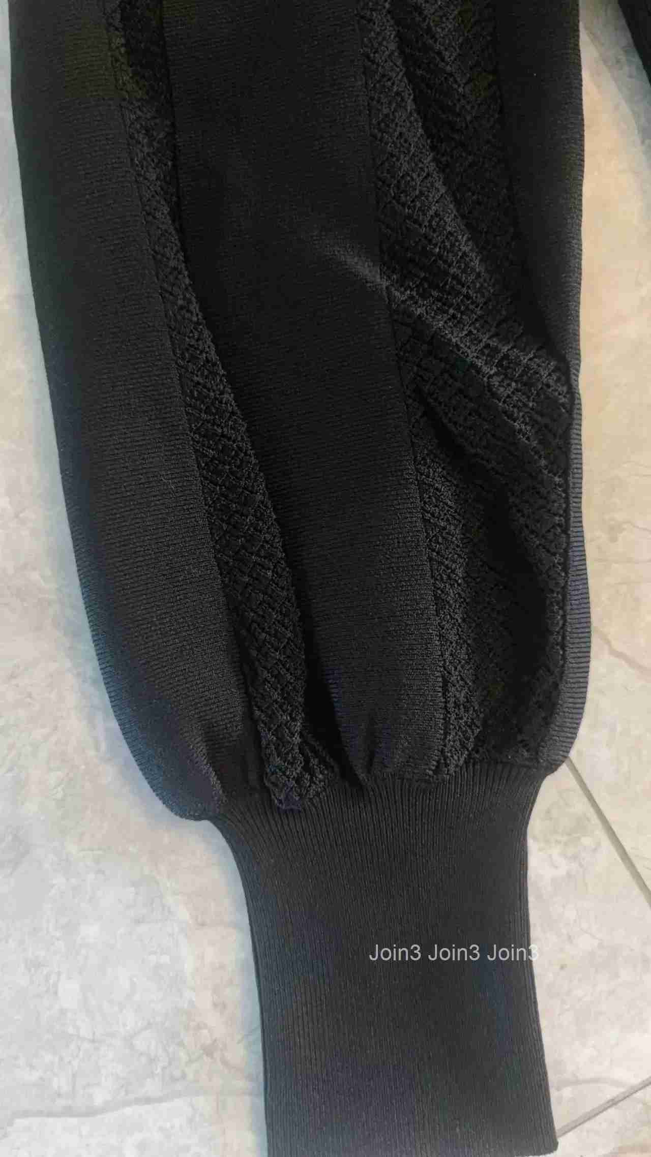 Elegant Black Knitted Dresses New Autumn Women Fashion Lapel Lantern Sleeve Single Breasted Stretch Party Dress 5220350