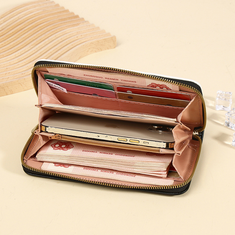 Korean Version New Women's Zipper Long Wallet Female Ins Japanese Trend Fresh Style Large Capacity Stitching Clutch
