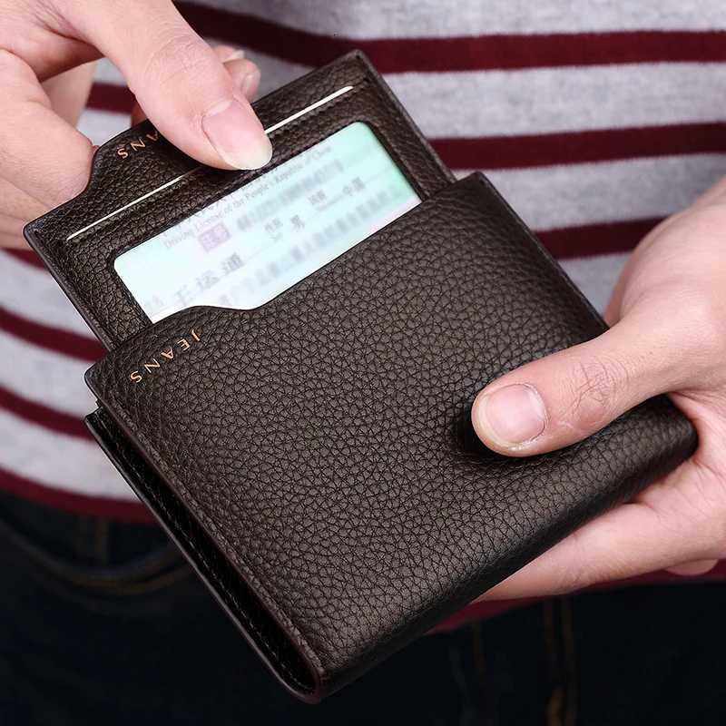 Mens Short Wallet Personalized Leather Card Holder Fashionable Business ID WalletXJ250806