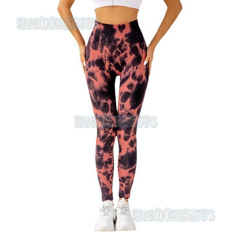 Tie-dye High-waist Tight Yoga Pants Peach Hip Lift Training Yoga Pants Sports Running Fitness Pants Women Outdoor H250806