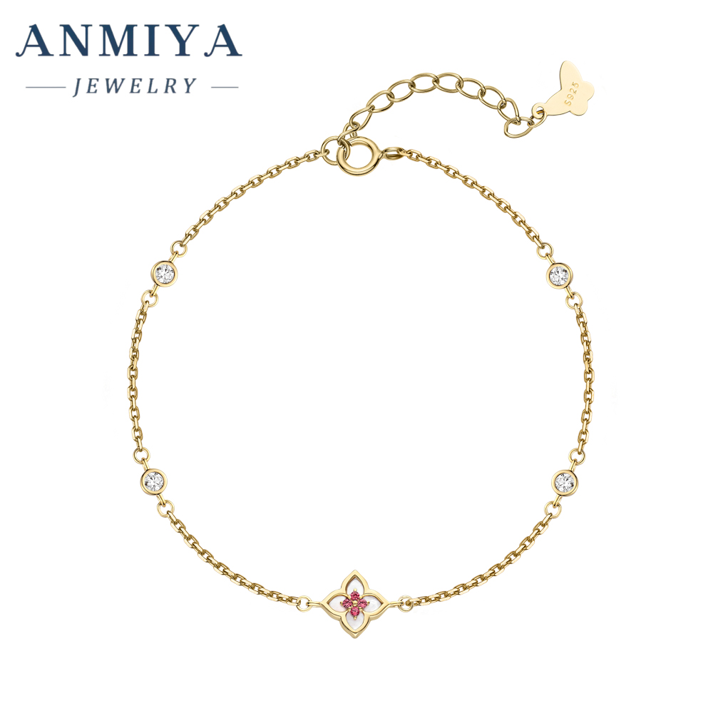 Simple Four Leaf Clover Pendant Four-petal Flower Bracelet 925 Silver Fashion Accessories Bracelet Women