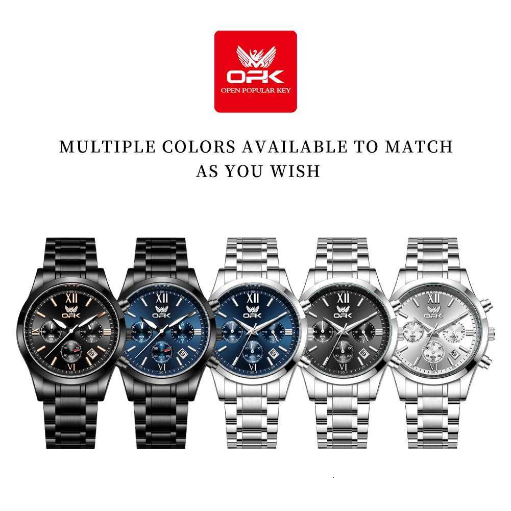 OPK Mens es Trend Fashion Original Quartz for Men Waterproof Luminous Date Chronograph 24h Dual Scale Dial Watch W250806