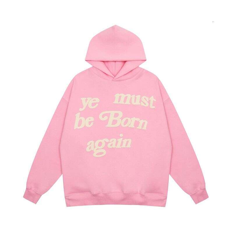 Men's Clothing Same Style Ye Must Be Born Again Foam Letter Hooded Sweatshirt Plus Veet Hoodie