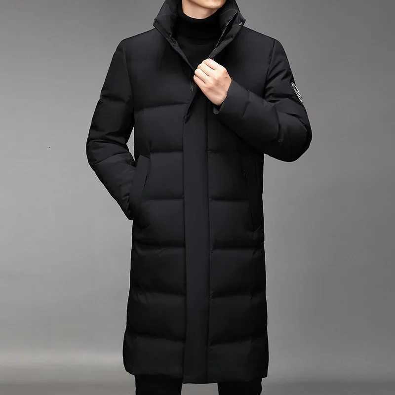 Long Down Coat Men Down Jacket Coats Parkas Windproof Thick Padding Padded Winter Jacket Coat Warm Stand Up Collar Mens Coat W250806