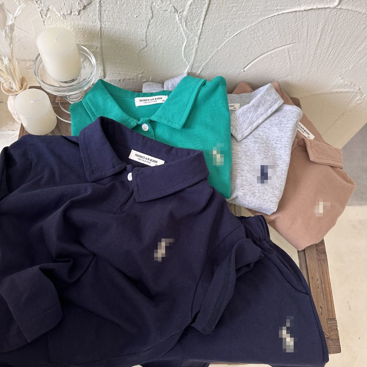 Toddler Boys Everyday Outfit Teal Khaki Navy Options Baby Polo Shirt with Elastic Waist Shorts