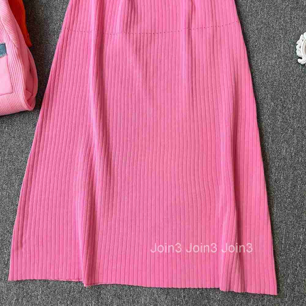 YuooMuoo Brand Fashion Vintage Denim Patchwork O-neck Knit Maxi Dress Casual Oversize Pockets Long Shirt Dress Chic Party Robes