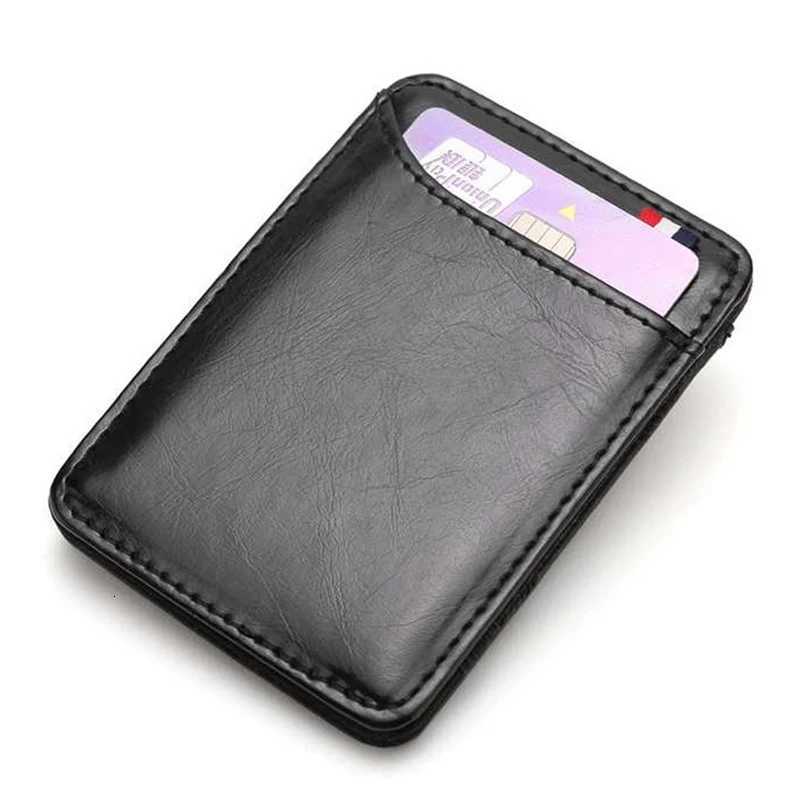 Ultra Thin Mens PU Leather Mini Small Magic Wallet Money Cash Card Holder Purse Birthday Gift for Father Boyfriend XJ250806