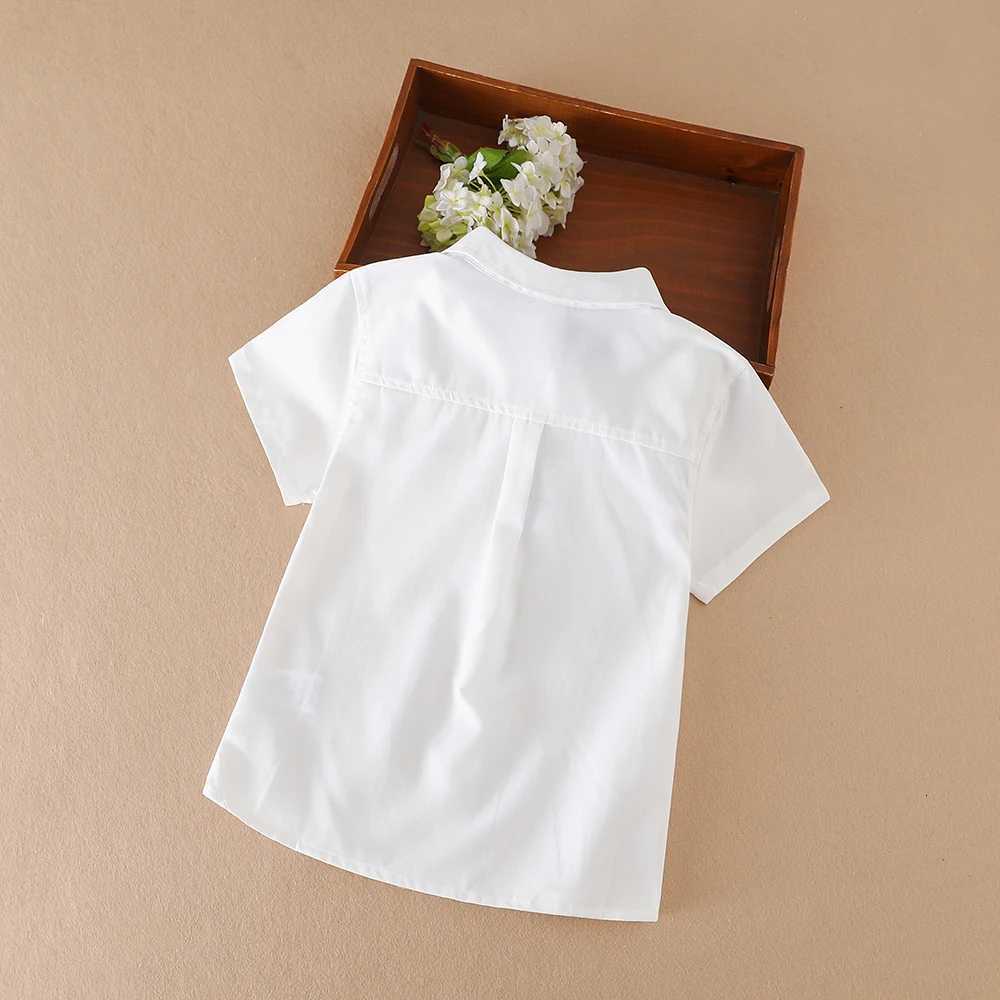 Boys Summer Shirt 2024 New Kids Cotton Clothes School Uniform Children Turn-down Collar Short Sleeve Clothing 5-12 Years X250806