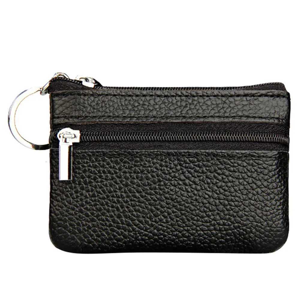 New Womens Mini Coin Purse Leather Zipper Pouch with Key Ring Small Wallet XJ250806