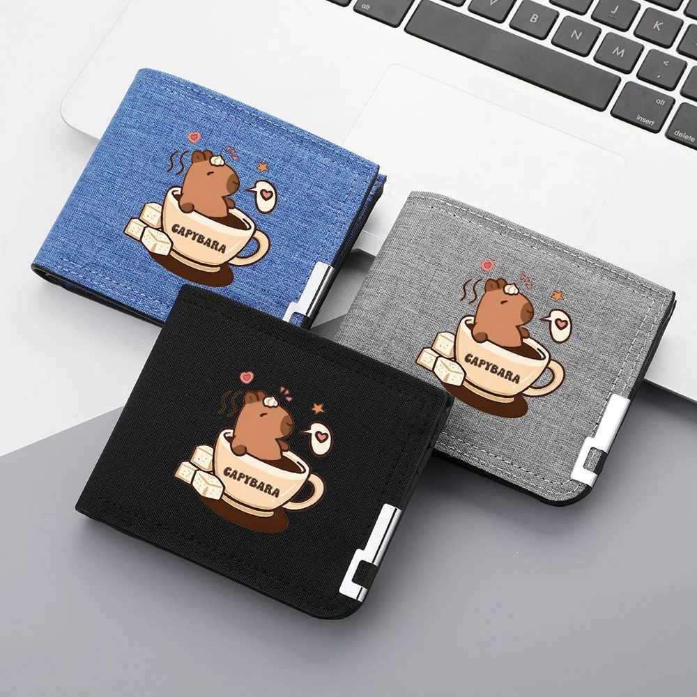 Capybara Anime Mens Wallet Cartoon Pattern Canvas Coin Wallet Men Holder Wallet XJ250806