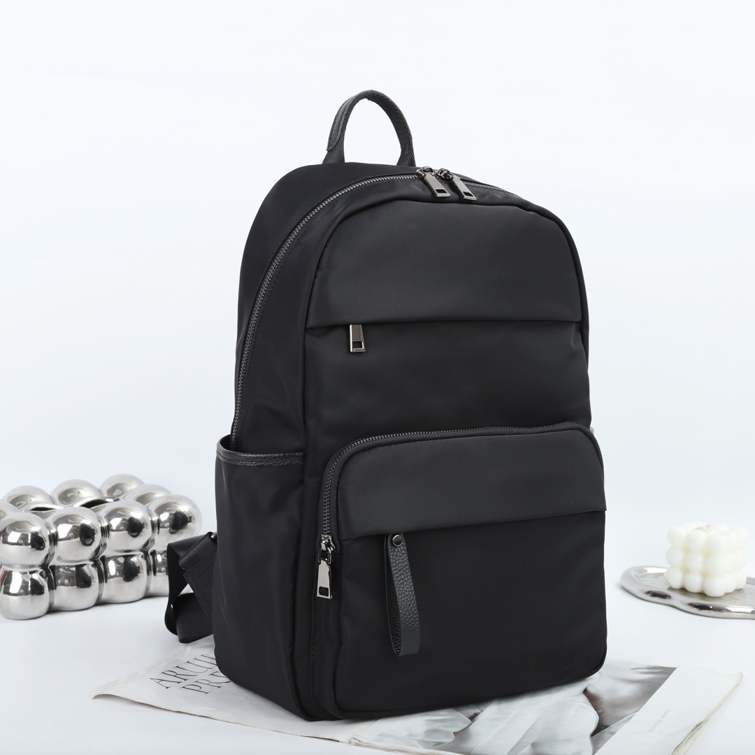 5638XL01 Classic Waterproof Fabric Backpack High-capacity Paired With Cowhide Leather Neutral Style Lightweight and Simple Business Travel Computer Ba