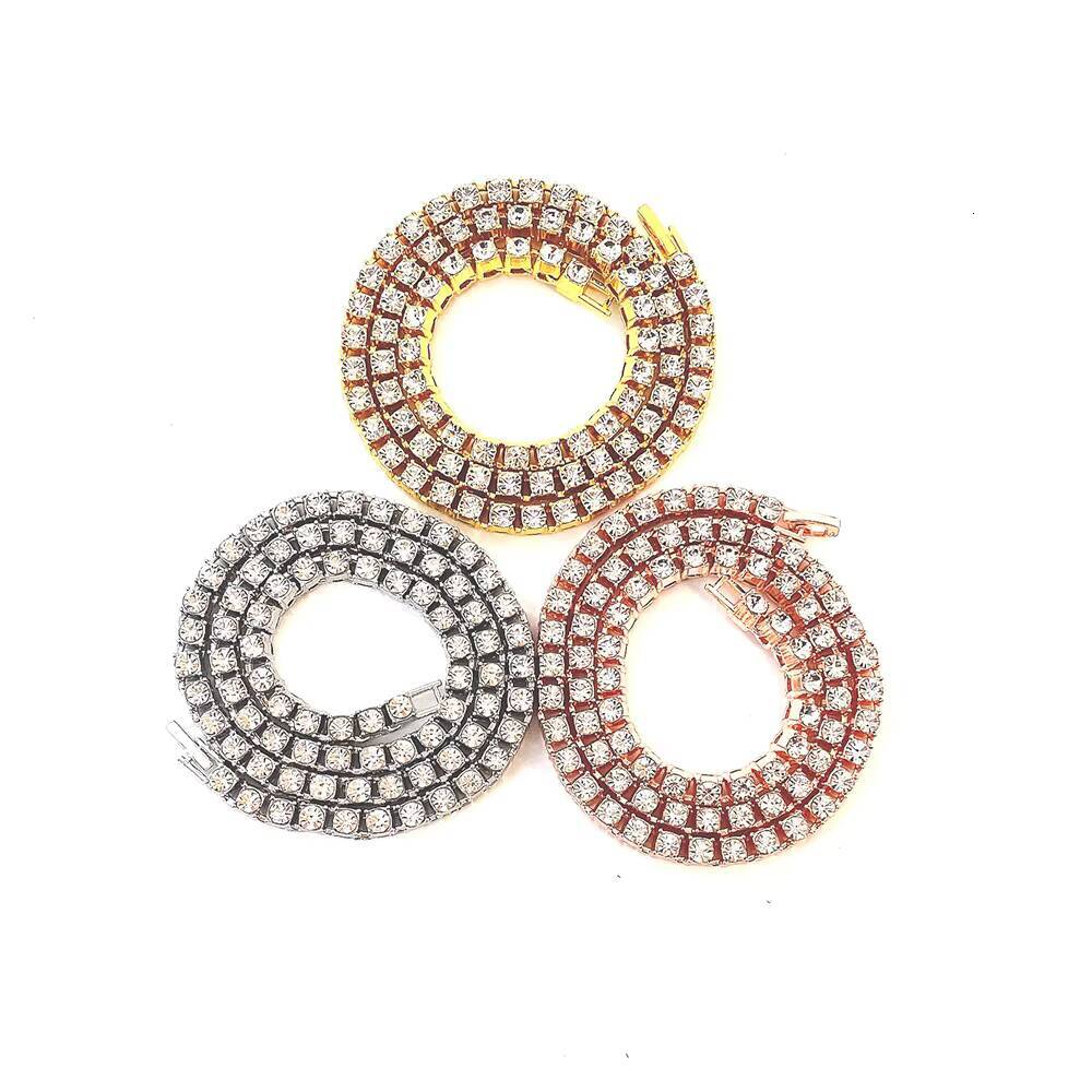 Unisex High-End Hip-Hop Style Necklace Mens 5mm Round Diamond with Link Chain Tennis Style Niche Jewelry