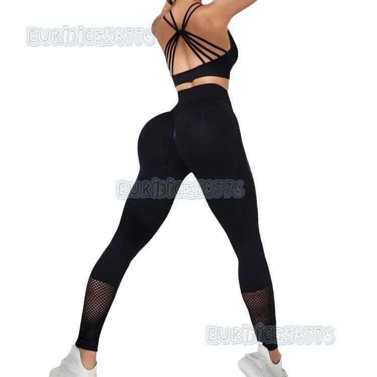 Yoga Outfit Outdoor Sports Hollow Out Hip Lift Yoga Pants Sports Set Women Cross Beauty Back Fitness Outfit Yoga Set H250806